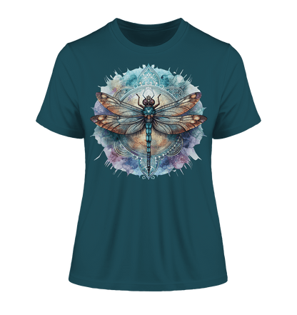 Aquarell Libelle Mandala - Fitted Ladies Organic Shirt - ArtfulShenwyn