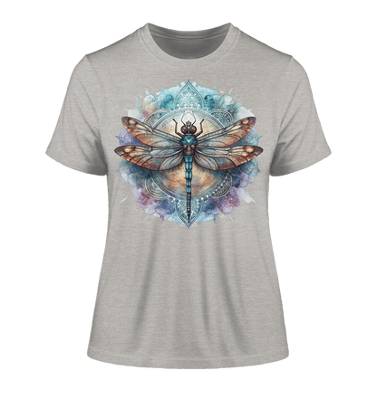 Aquarell Libelle Mandala - Fitted Ladies Organic Shirt - ArtfulShenwyn