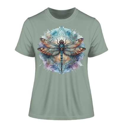 Aquarell Libelle Mandala - Fitted Ladies Organic Shirt - ArtfulShenwyn