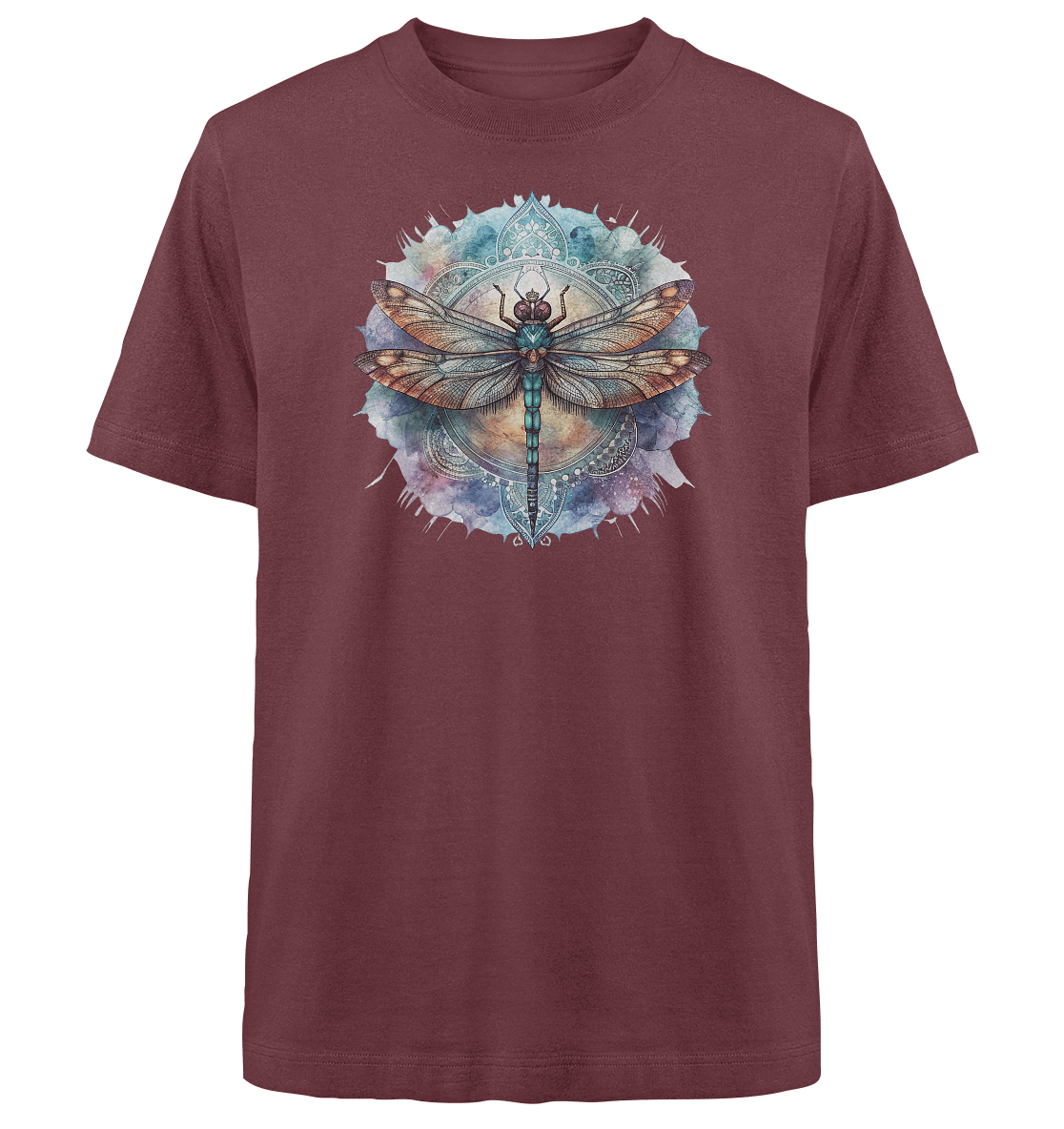 Aquarell Libelle Mandala - Heavy Oversized Organic Shirt - ArtfulShenwyn