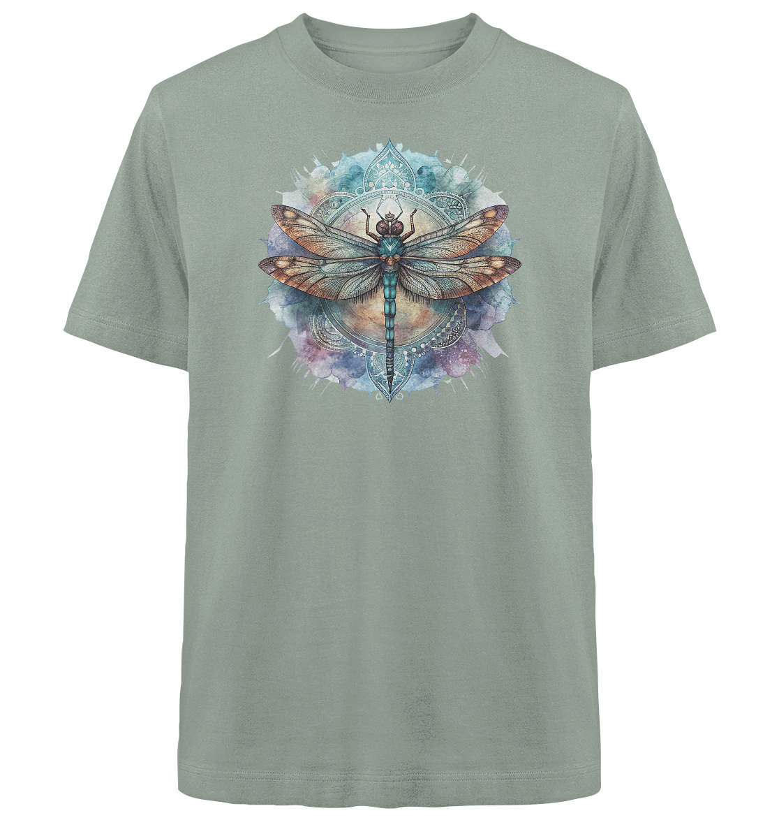 Aquarell Libelle Mandala - Heavy Oversized Organic Shirt - ArtfulShenwyn