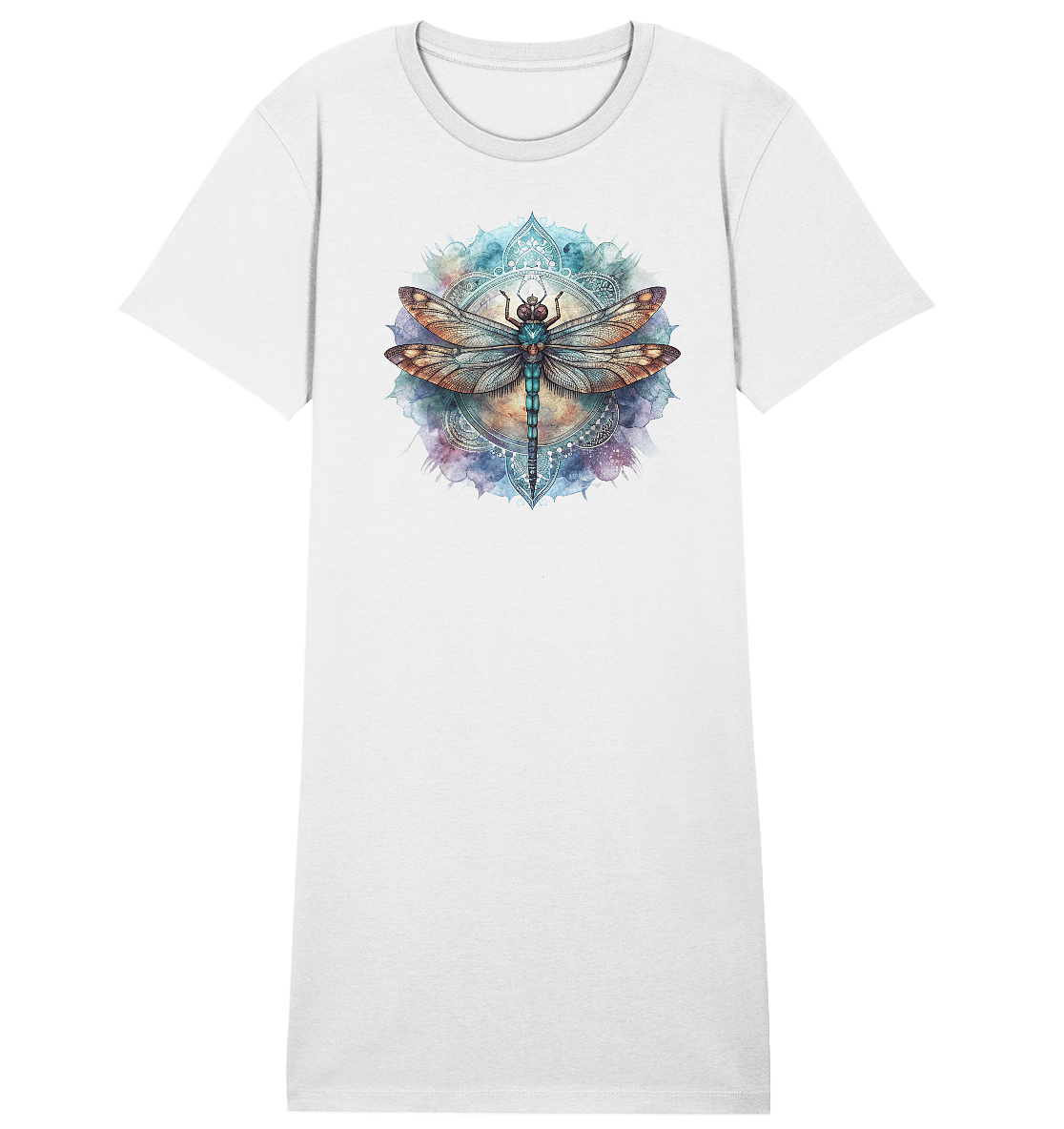 Aquarell Libelle Mandala - Ladies Organic Shirt Dress - ArtfulShenwyn