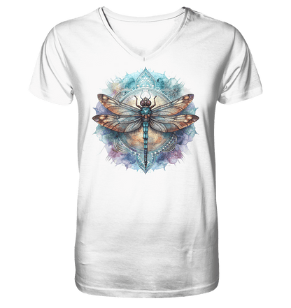 Aquarell Libelle Mandala - Mens Organic V-Neck Shirt - ArtfulShenwyn