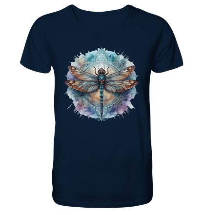 Aquarell Libelle Mandala - Mens Organic V-Neck Shirt - ArtfulShenwyn