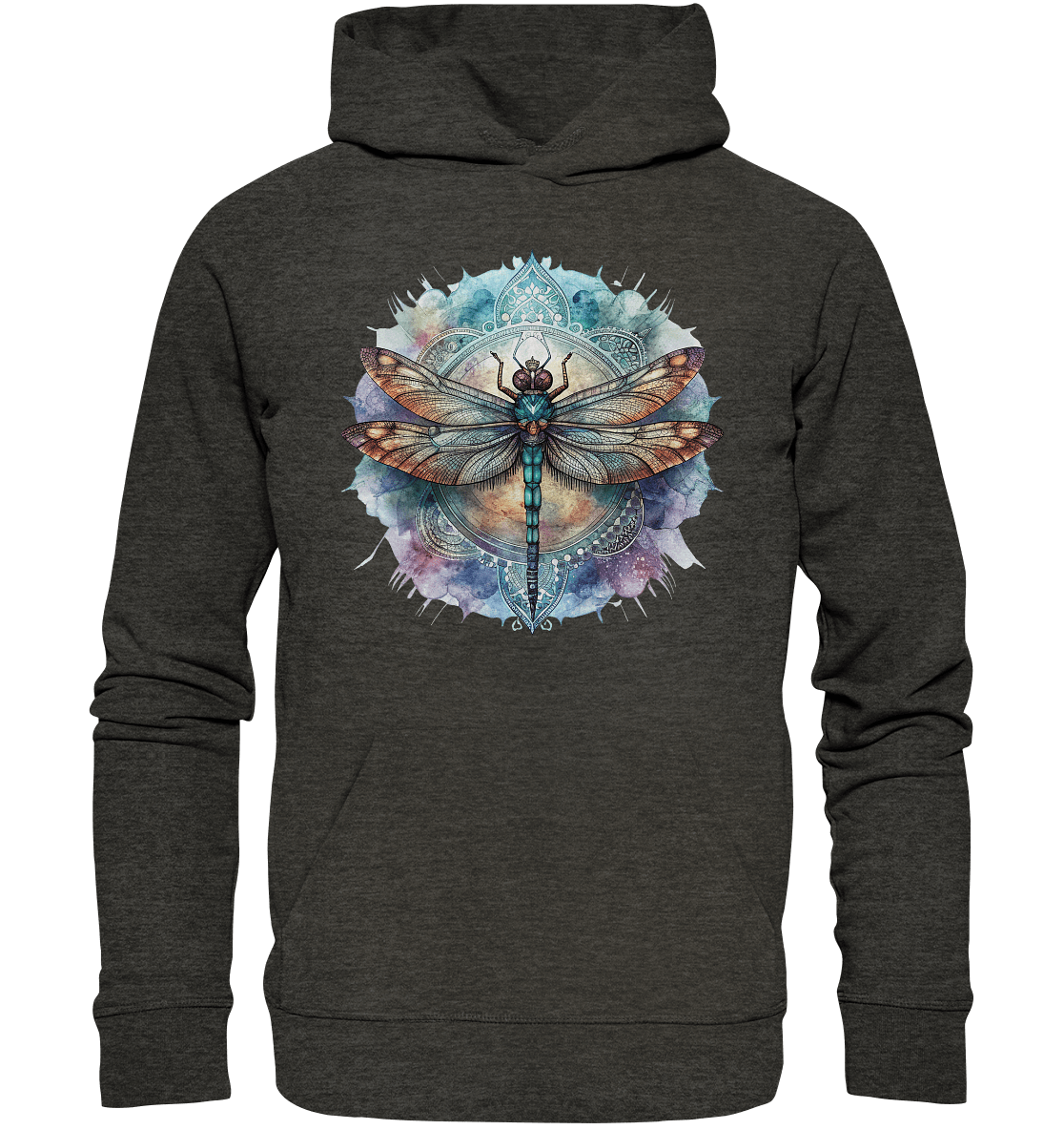 Aquarell Libelle Mandala - Organic Basic Hoodie - ArtfulShenwyn