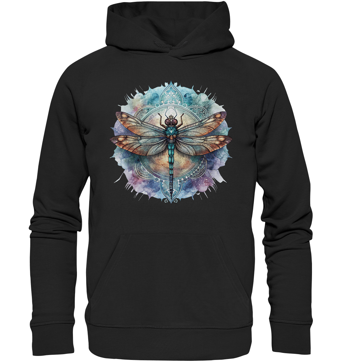 Aquarell Libelle Mandala - Organic Basic Hoodie - ArtfulShenwyn