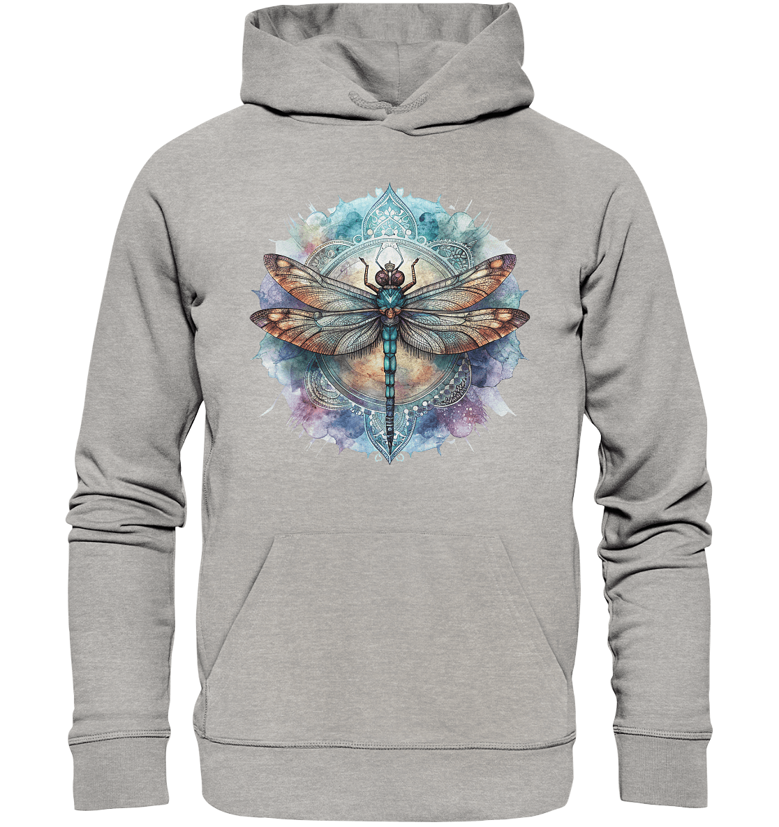 Aquarell Libelle Mandala - Organic Basic Hoodie - ArtfulShenwyn