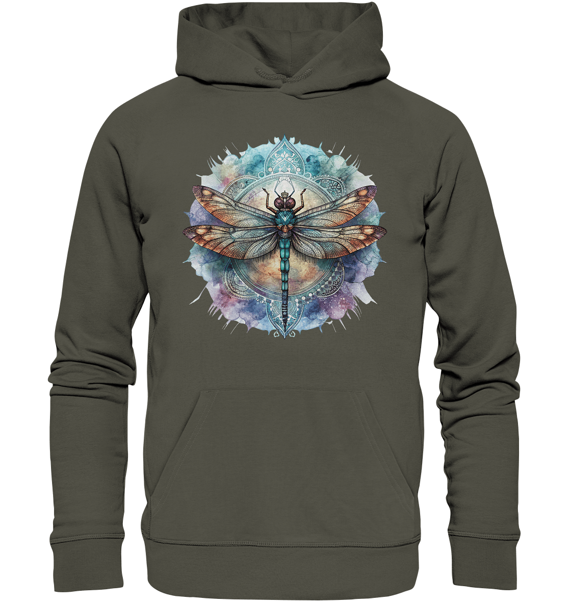 Aquarell Libelle Mandala - Organic Basic Hoodie - ArtfulShenwyn