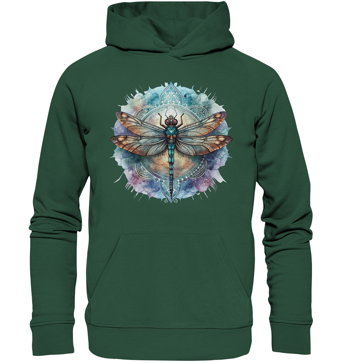 Aquarell Libelle Mandala - Organic Basic Hoodie - ArtfulShenwyn