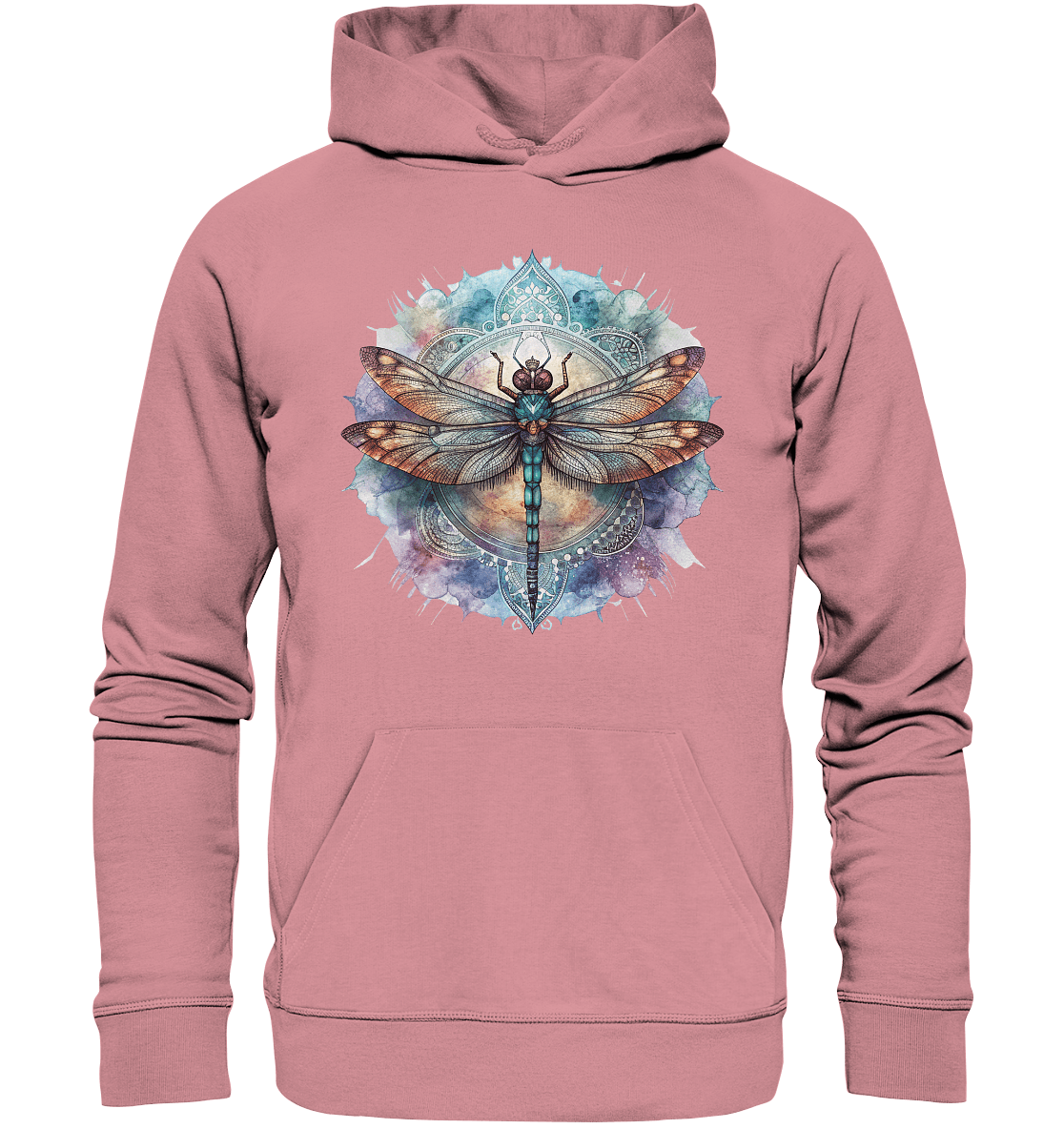 Aquarell Libelle Mandala - Organic Basic Hoodie - ArtfulShenwyn