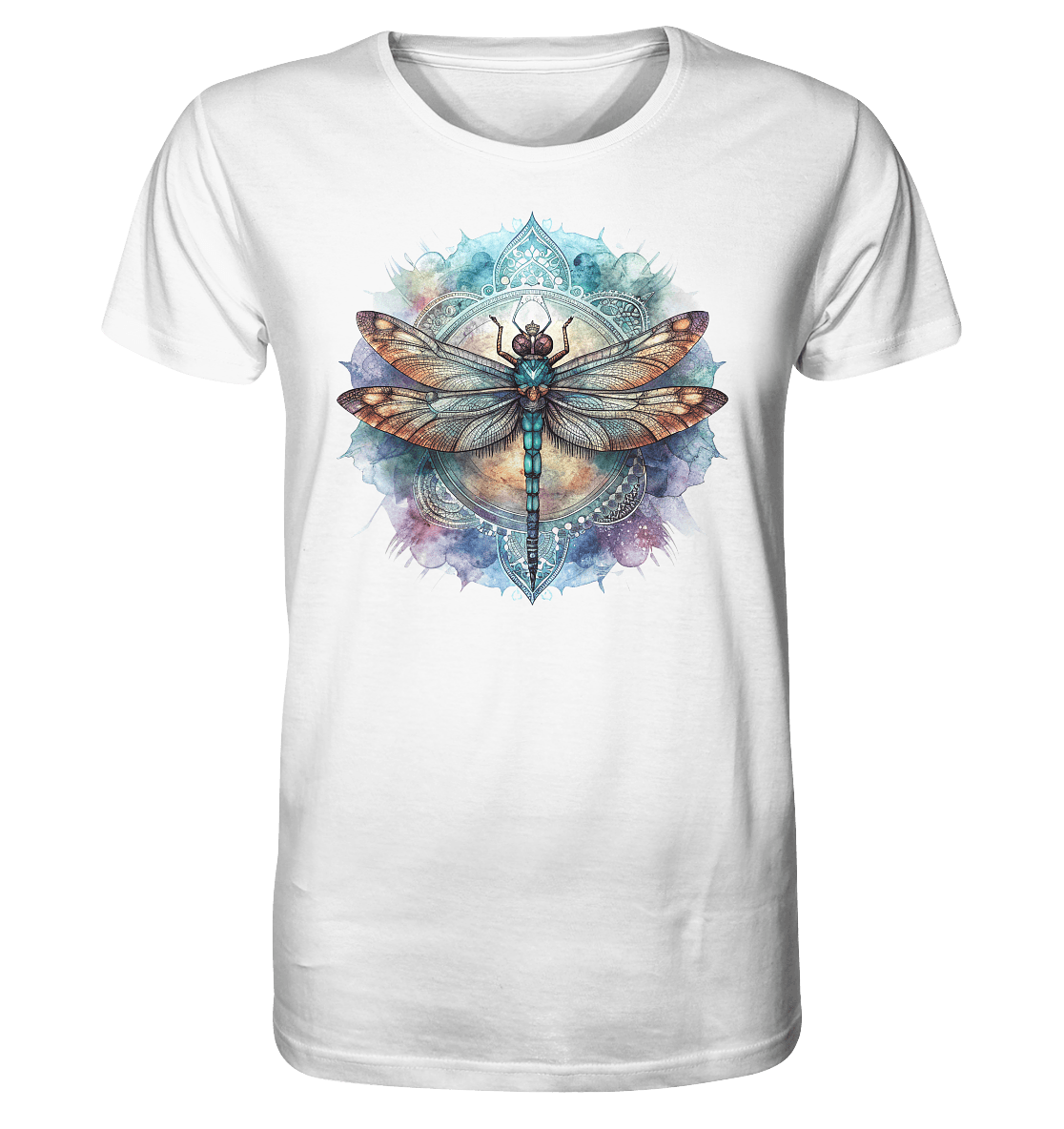 Aquarell Libelle Mandala - Organic Basic Shirt - ArtfulShenwyn