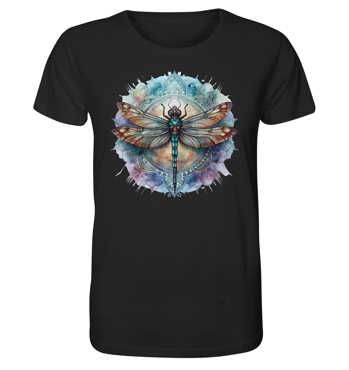 Aquarell Libelle Mandala - Organic Basic Shirt - ArtfulShenwyn