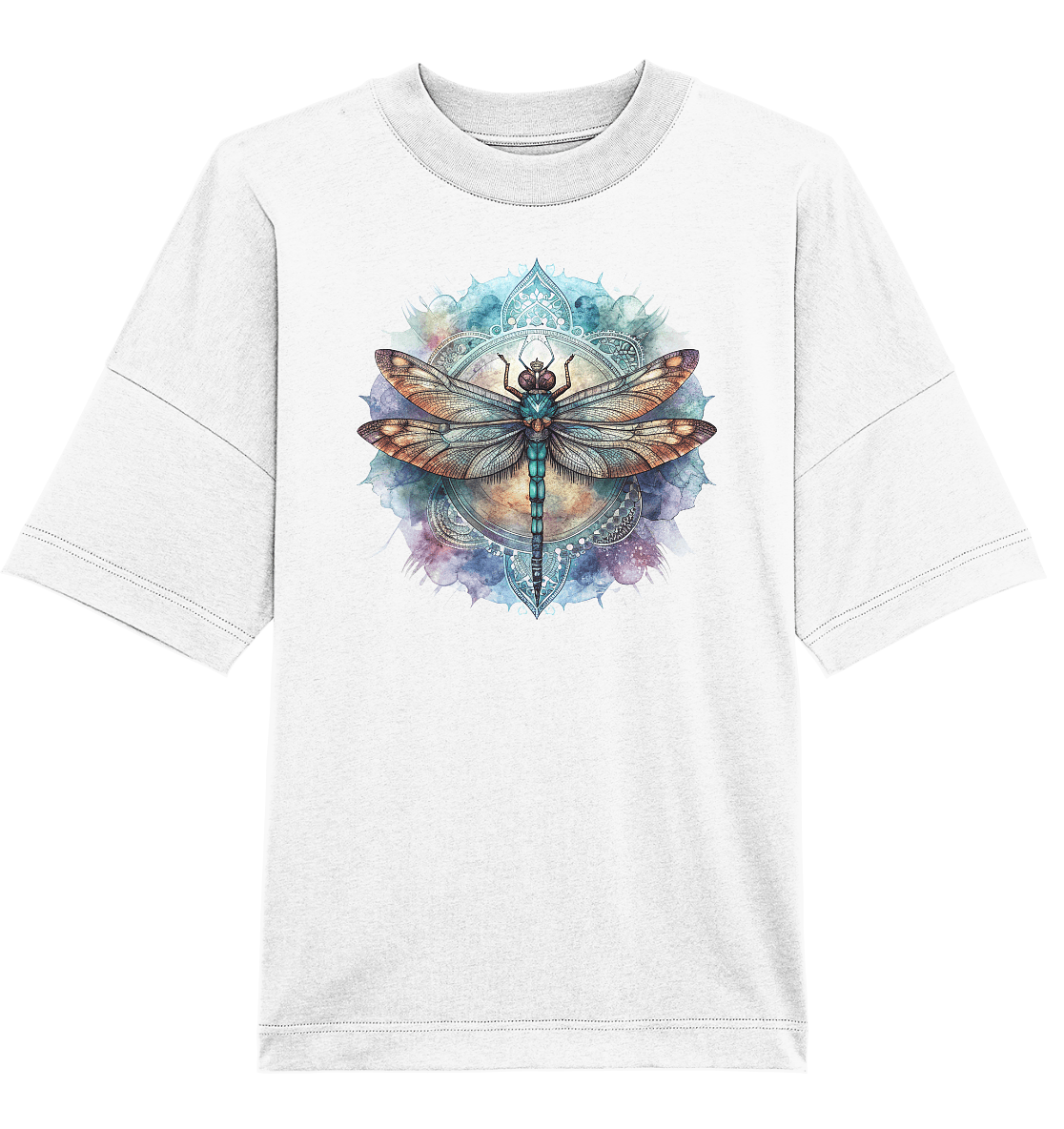 Aquarell Libelle Mandala - Organic Oversize Shirt - ArtfulShenwyn