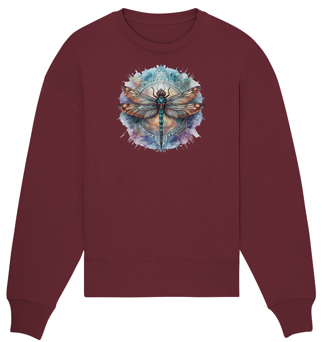 Aquarell Libelle Mandala - Organic Oversize Sweatshirt - ArtfulShenwyn