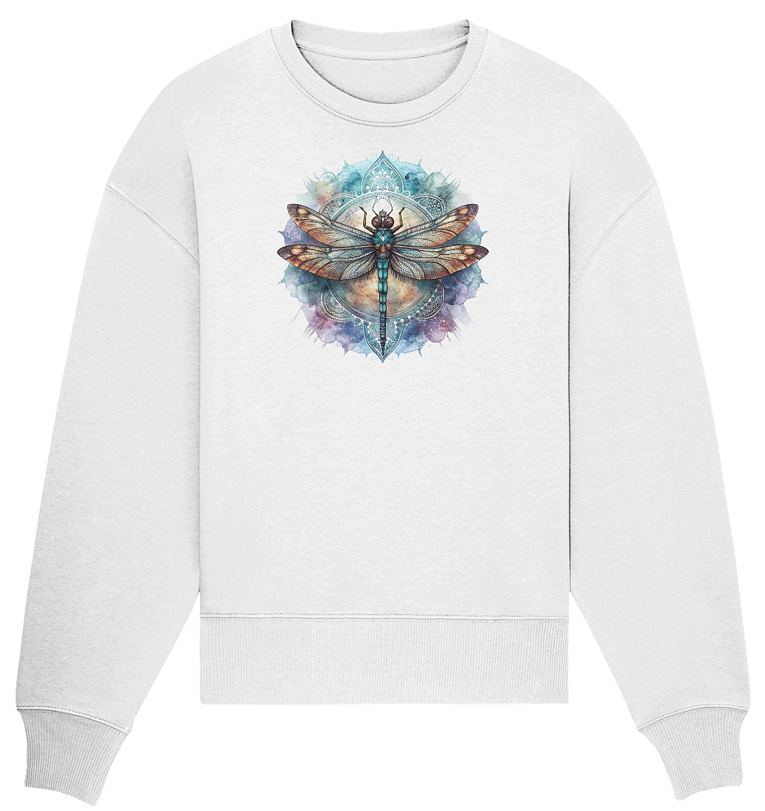 Aquarell Libelle Mandala - Organic Oversize Sweatshirt - ArtfulShenwyn