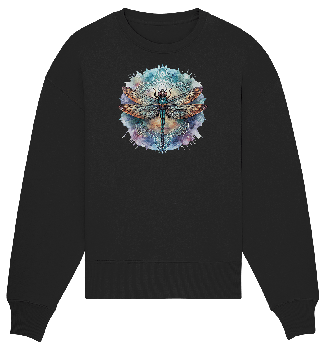 Aquarell Libelle Mandala - Organic Oversize Sweatshirt - ArtfulShenwyn