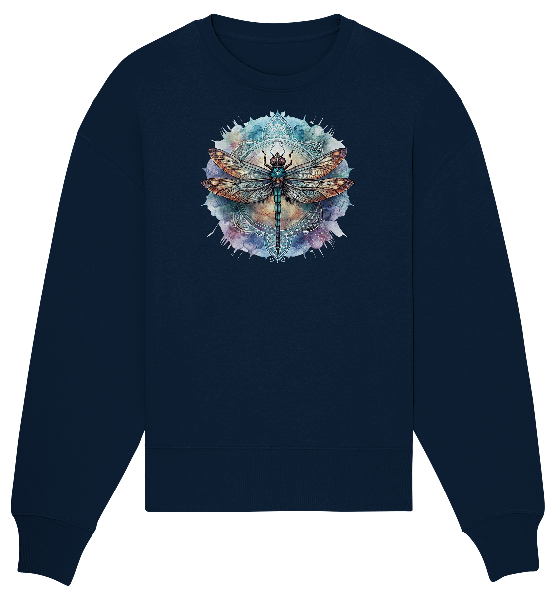 Aquarell Libelle Mandala - Organic Oversize Sweatshirt - ArtfulShenwyn