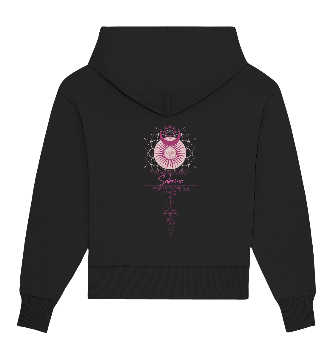 Bio Oversize Hoodie - Mandala Sonne mit Wunschname - ArtfulShenwyn