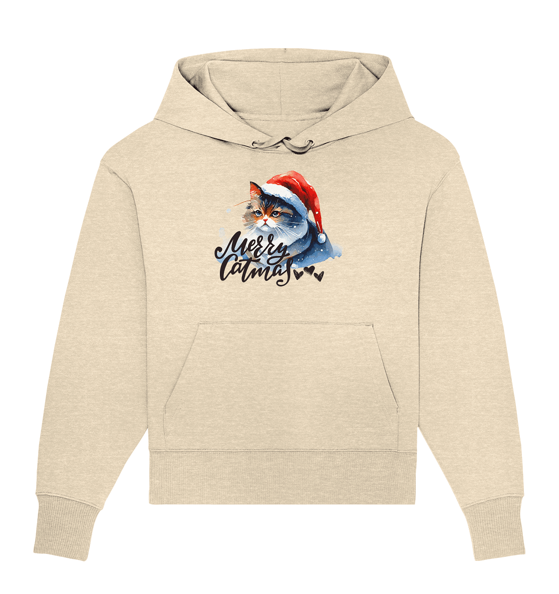 Bio Oversize Hoodie, Merry Catmas - ArtfulShenwyn