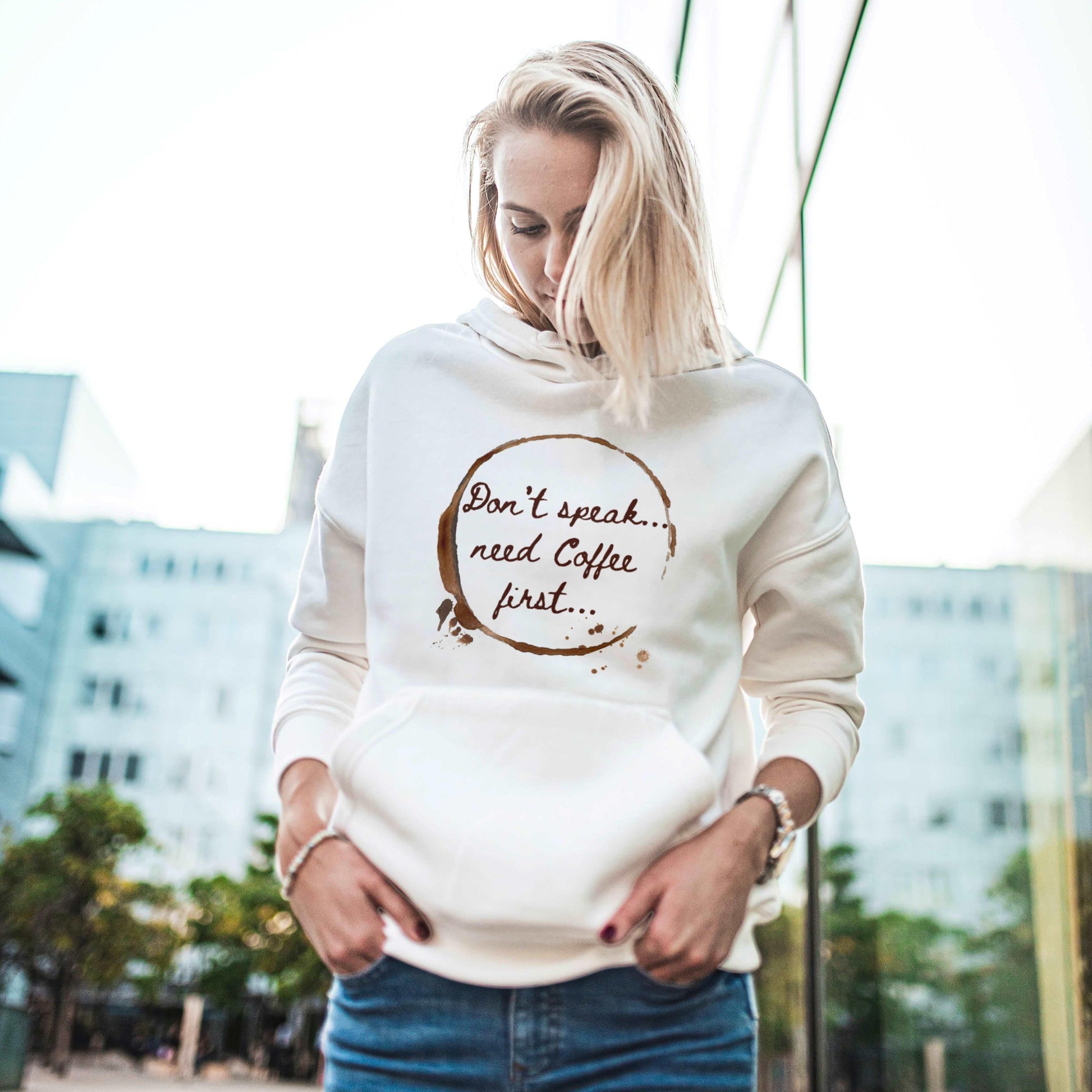 Bio Oversized Hoodie mit Kaffee- Statement - ArtfulShenwyn