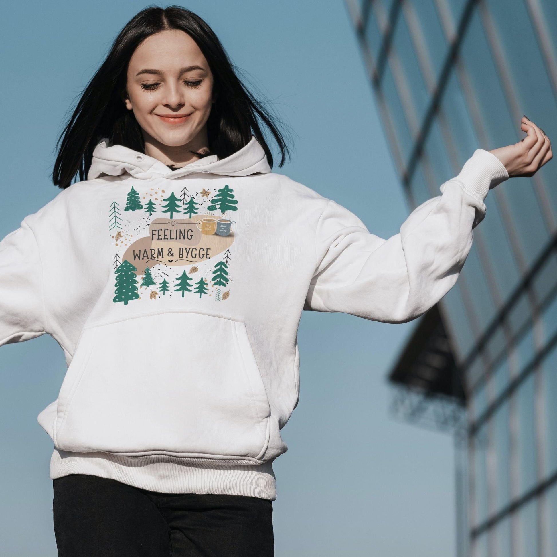 Bio Oversized Kapuzenpullover mit Waldmotiv Hygge - ArtfulShenwyn