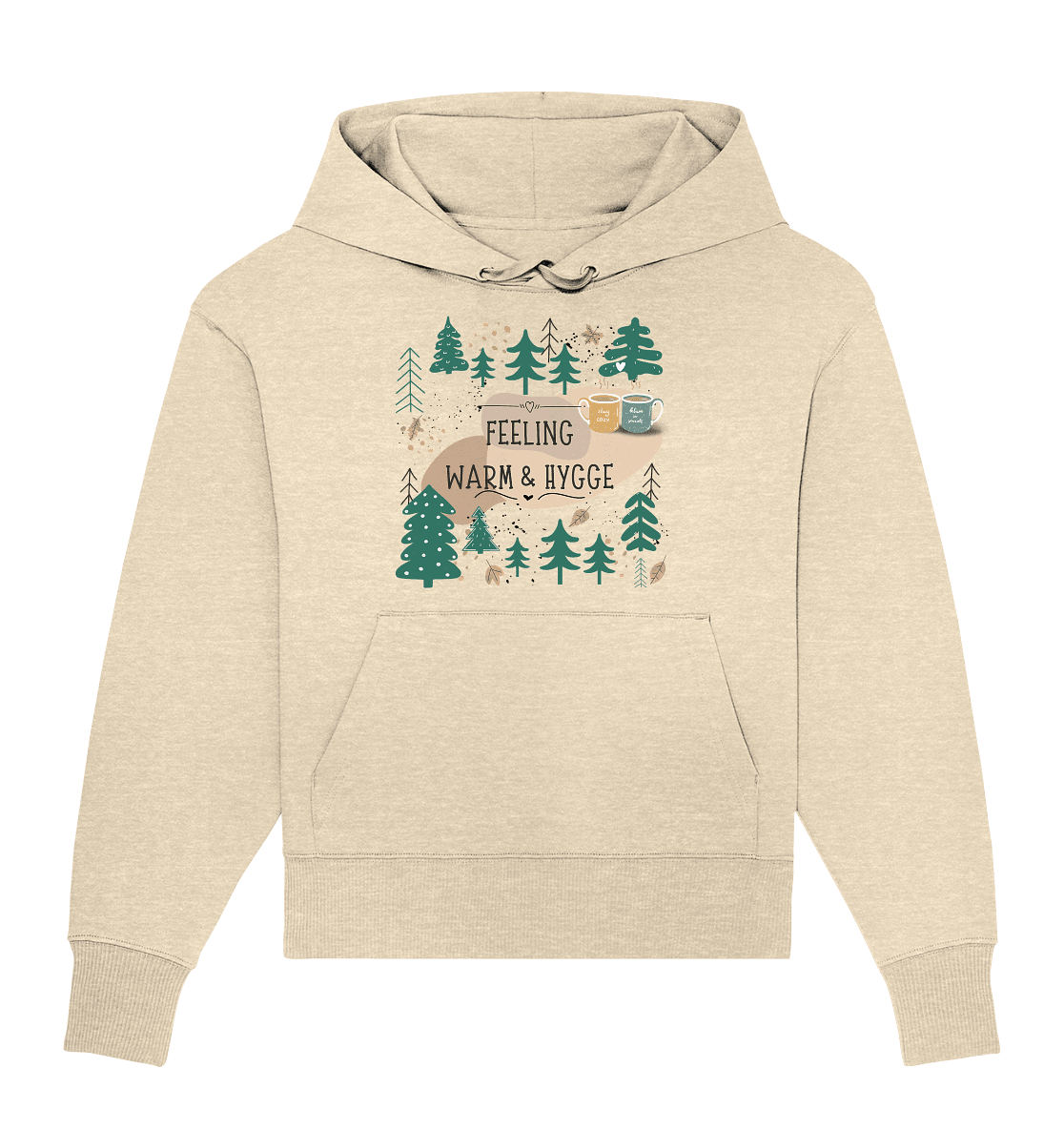 Bio Oversized Kapuzenpullover mit Waldmotiv Hygge - ArtfulShenwyn