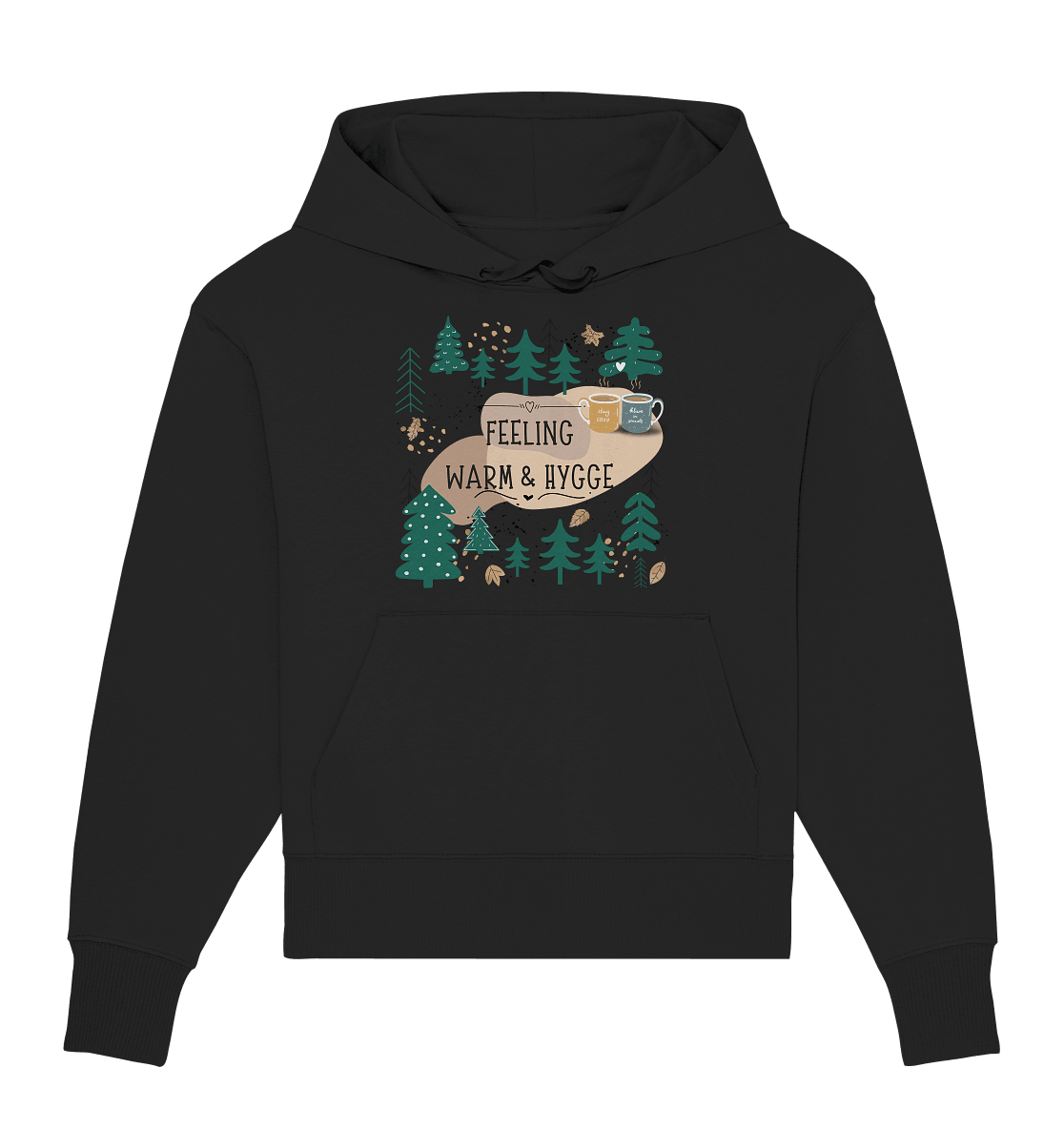 Bio Oversized Kapuzenpullover mit Waldmotiv Hygge - ArtfulShenwyn