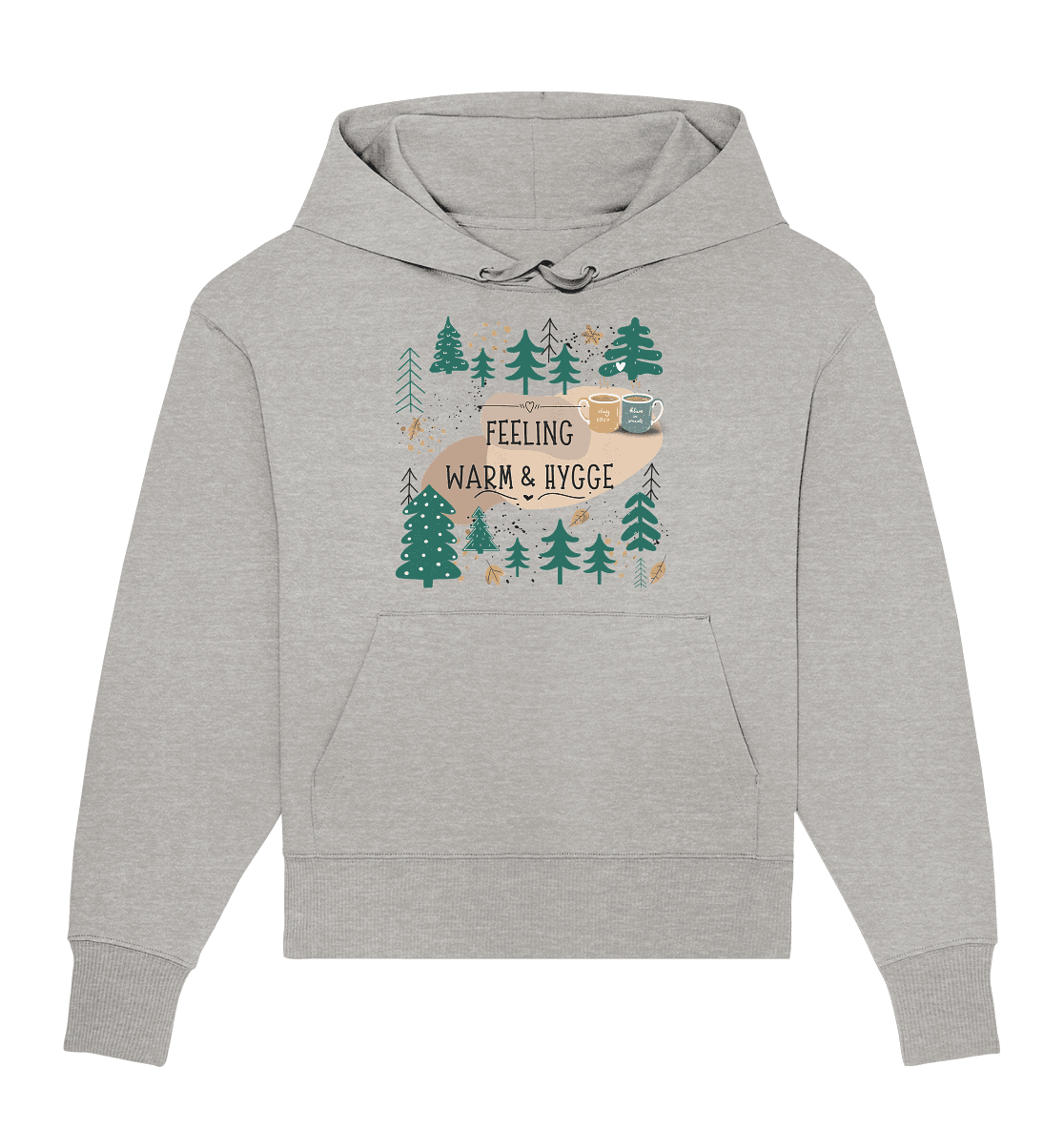 Bio Oversized Kapuzenpullover mit Waldmotiv Hygge - ArtfulShenwyn