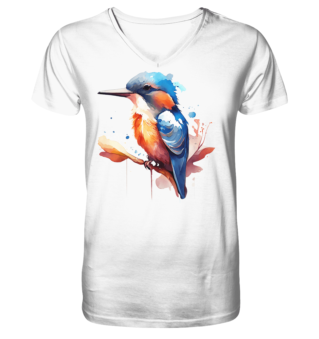 Eisvogel Aquarell - Mens Organic V-Neck Shirt - ArtfulShenwyn