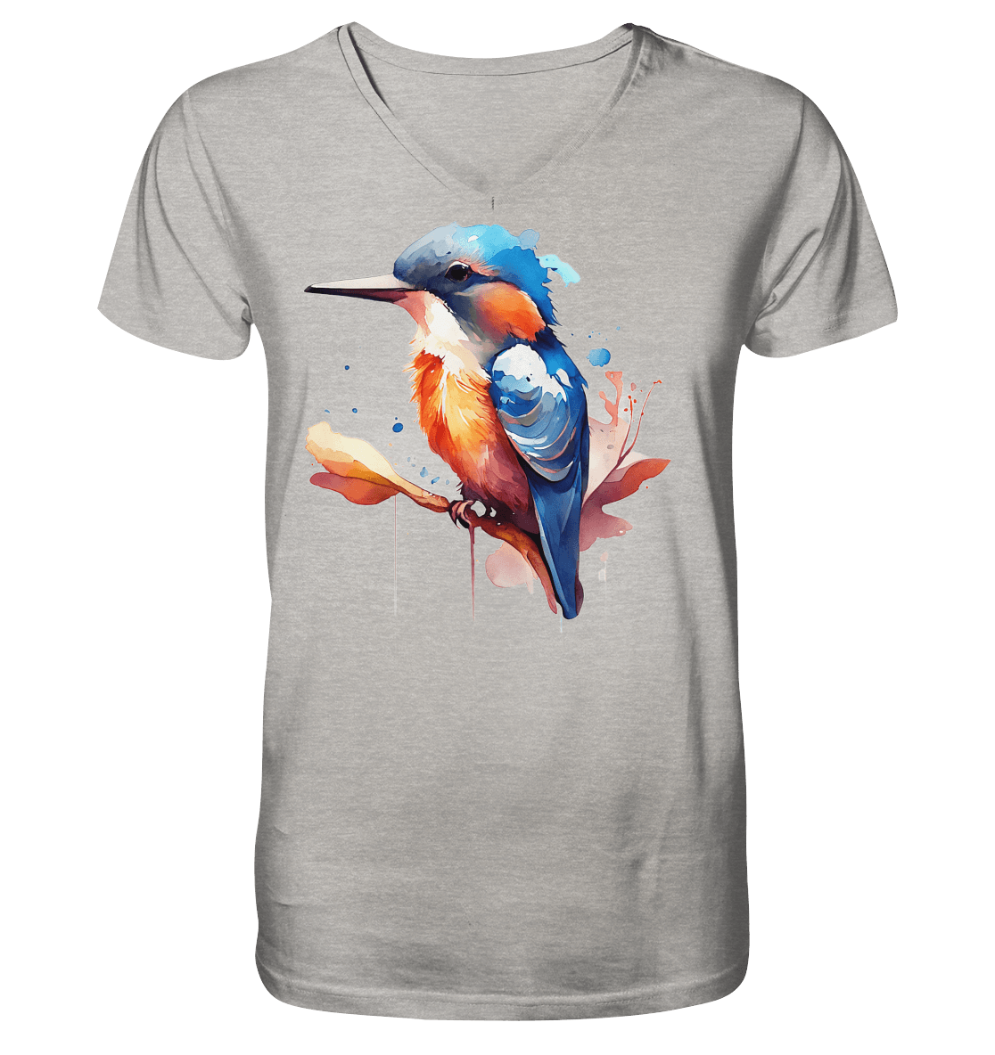 Eisvogel Aquarell - Mens Organic V-Neck Shirt - ArtfulShenwyn