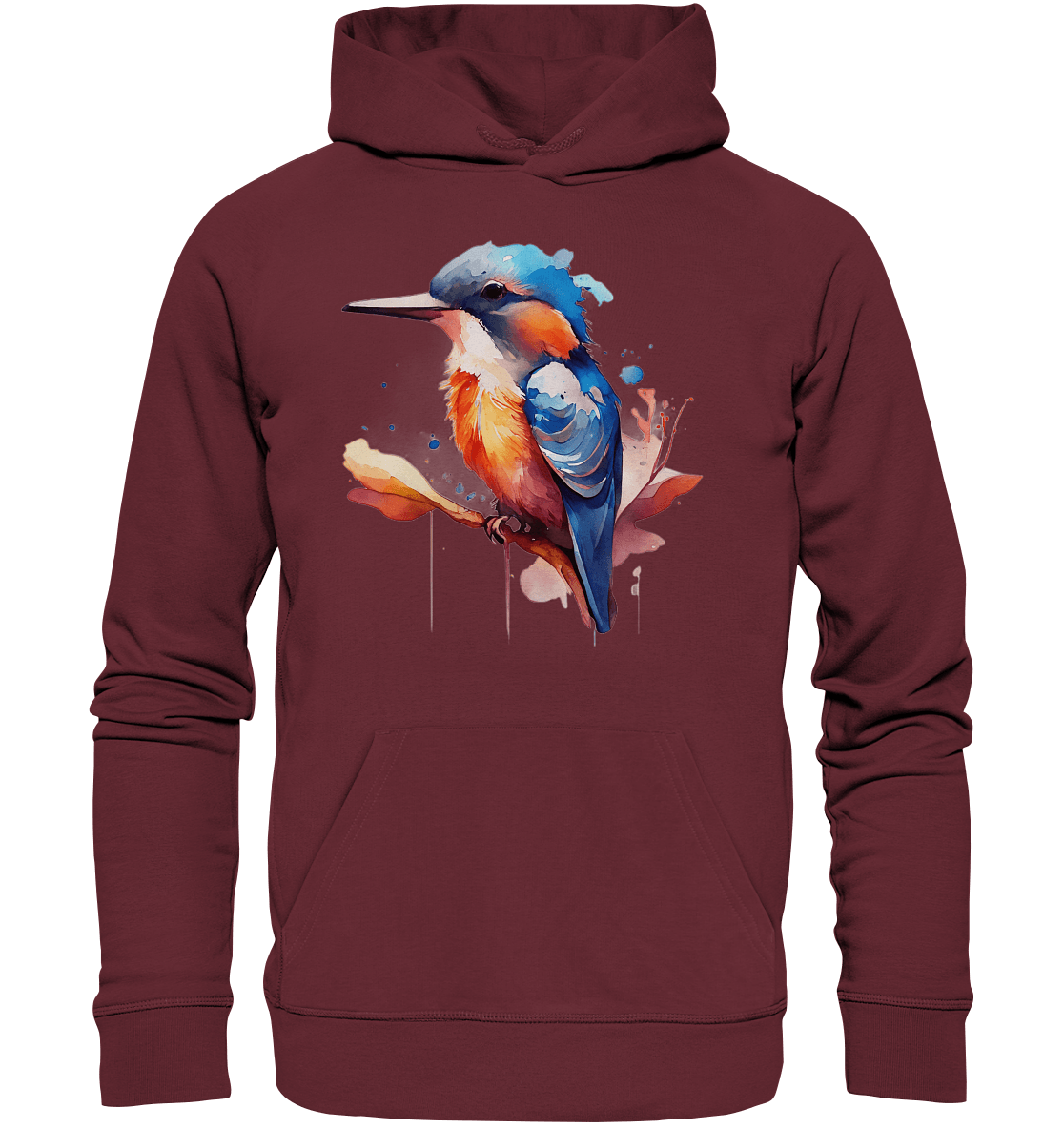 Eisvogel Aquarell - Organic Basic Hoodie - ArtfulShenwyn