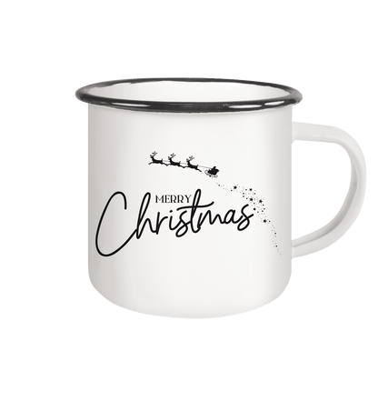 Emailletasse, Merry Christmas Schlitten und Sterne - ArtfulShenwyn