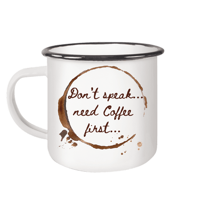 Emailletasse mit Kaffee- Statement - ArtfulShenwyn