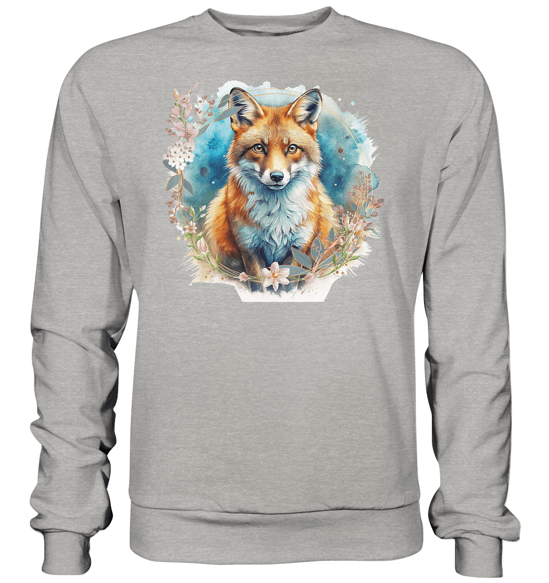 Flower Fox - Basic Sweatshirt - ArtfulShenwyn