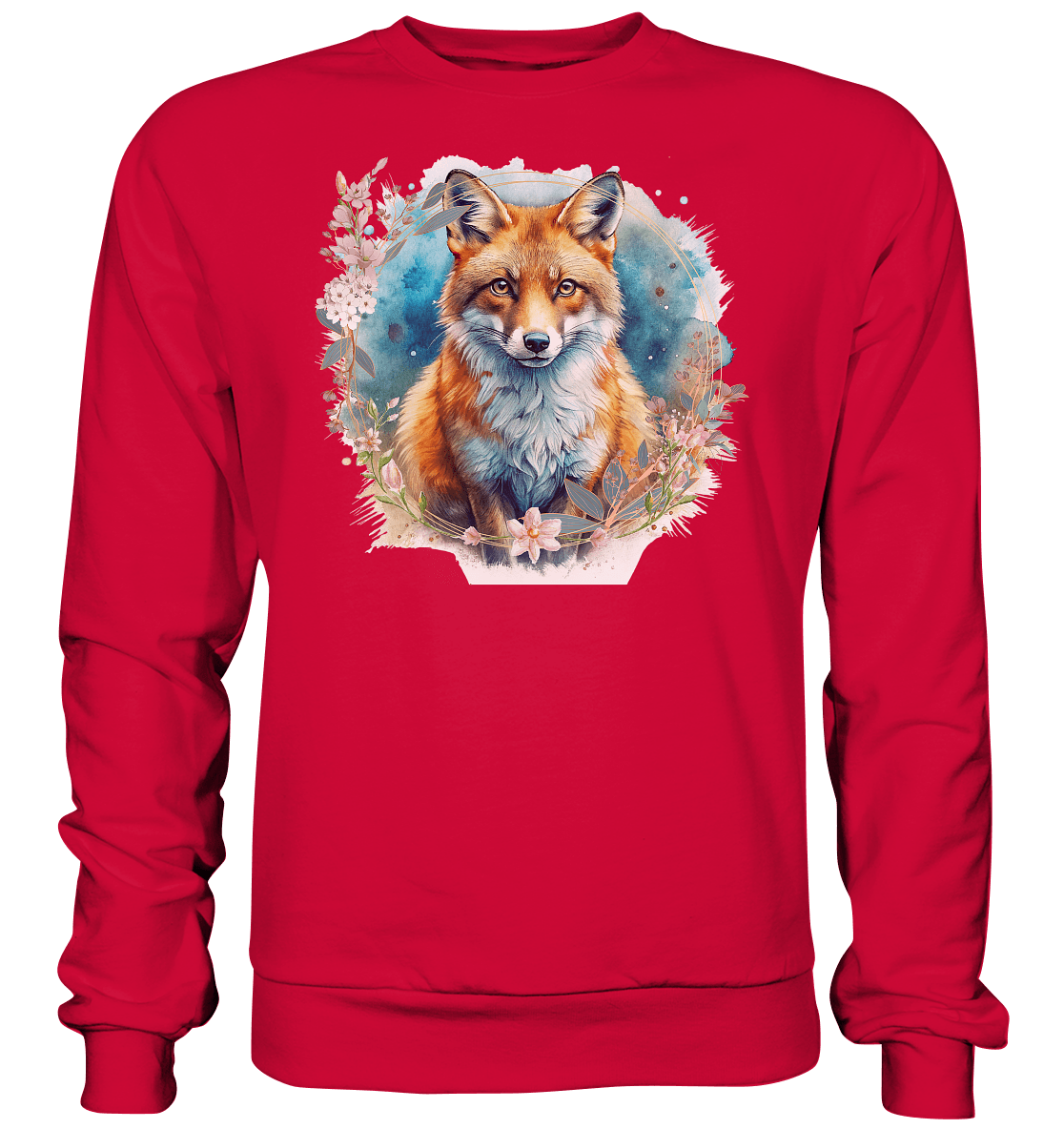 Flower Fox - Basic Sweatshirt - ArtfulShenwyn