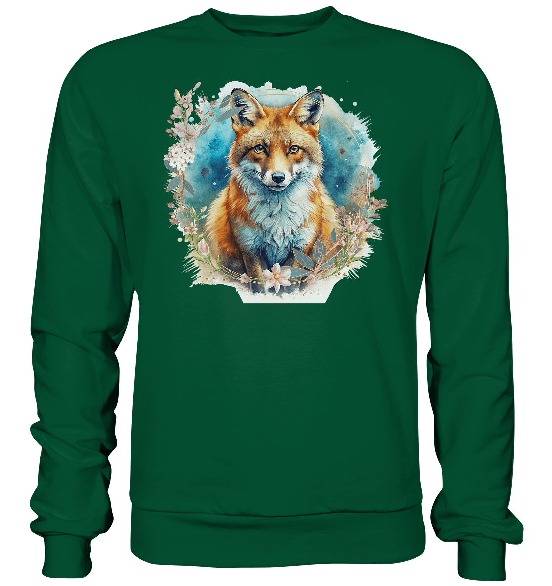 Flower Fox - Basic Sweatshirt - ArtfulShenwyn