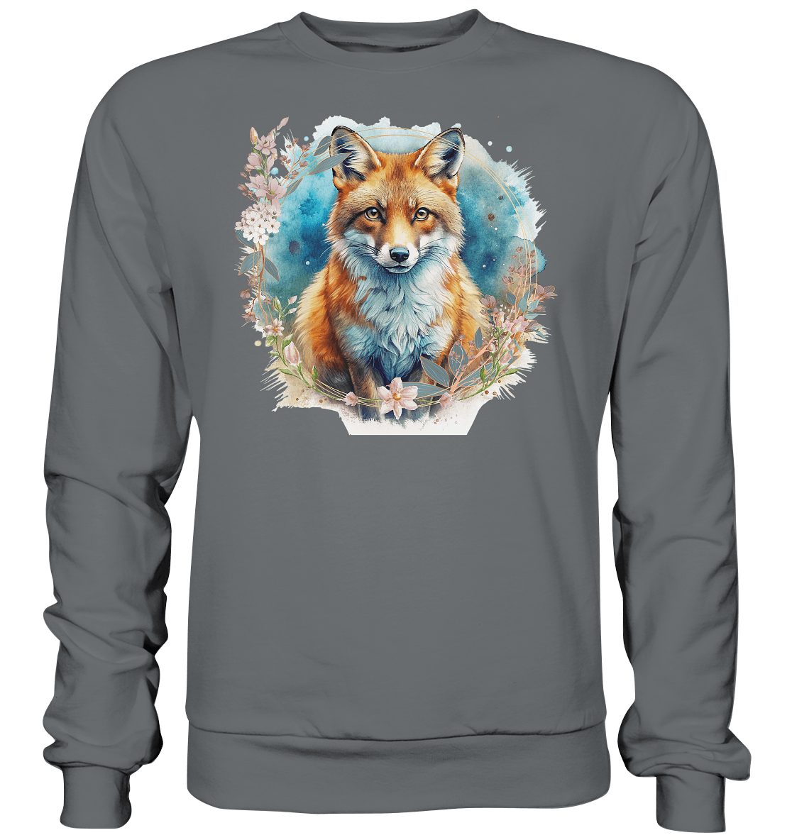 Flower Fox - Basic Sweatshirt - ArtfulShenwyn