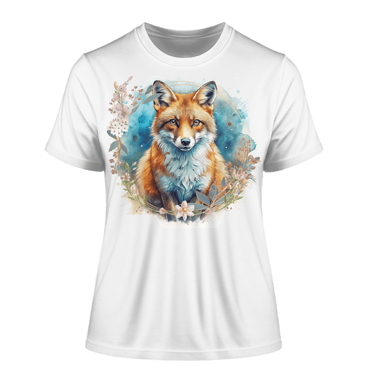 Flower Fox - Fitted Ladies Organic Shirt - ArtfulShenwyn