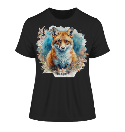 Flower Fox - Fitted Ladies Organic Shirt - ArtfulShenwyn