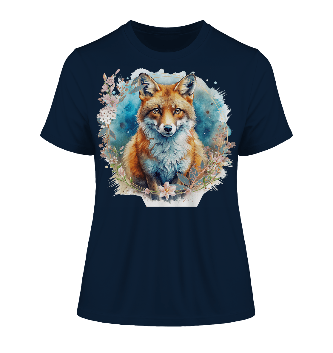 Flower Fox - Fitted Ladies Organic Shirt - ArtfulShenwyn