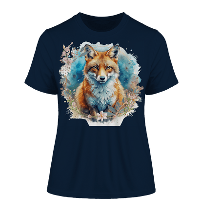 Flower Fox - Fitted Ladies Organic Shirt - ArtfulShenwyn