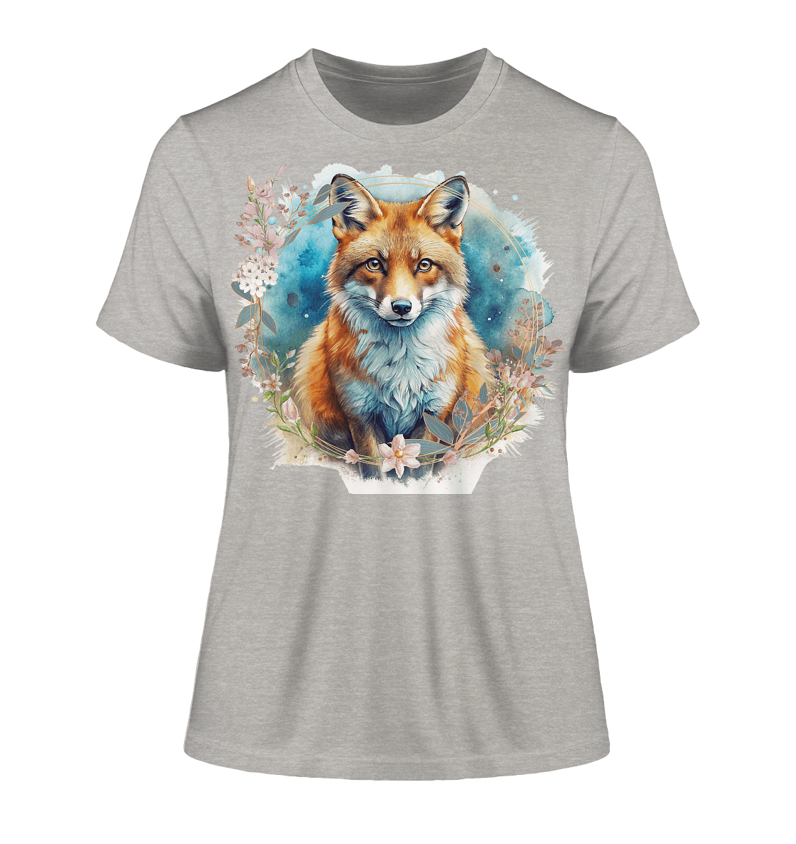 Flower Fox - Fitted Ladies Organic Shirt - ArtfulShenwyn