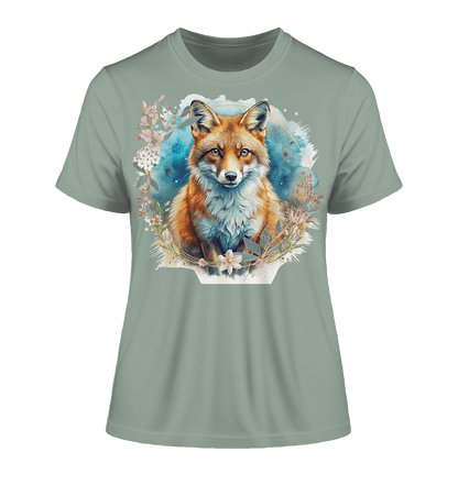 Flower Fox - Fitted Ladies Organic Shirt - ArtfulShenwyn