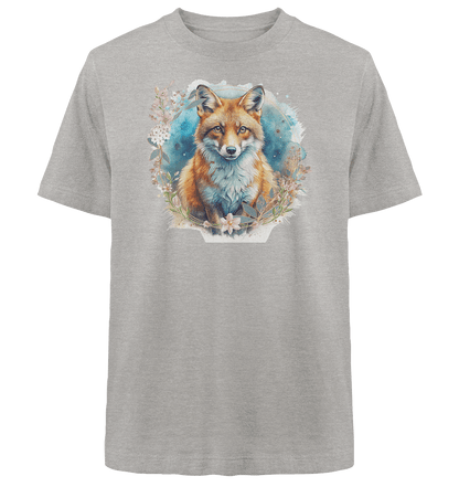 Flower Fox - Heavy Oversized Organic Shirt - ArtfulShenwyn