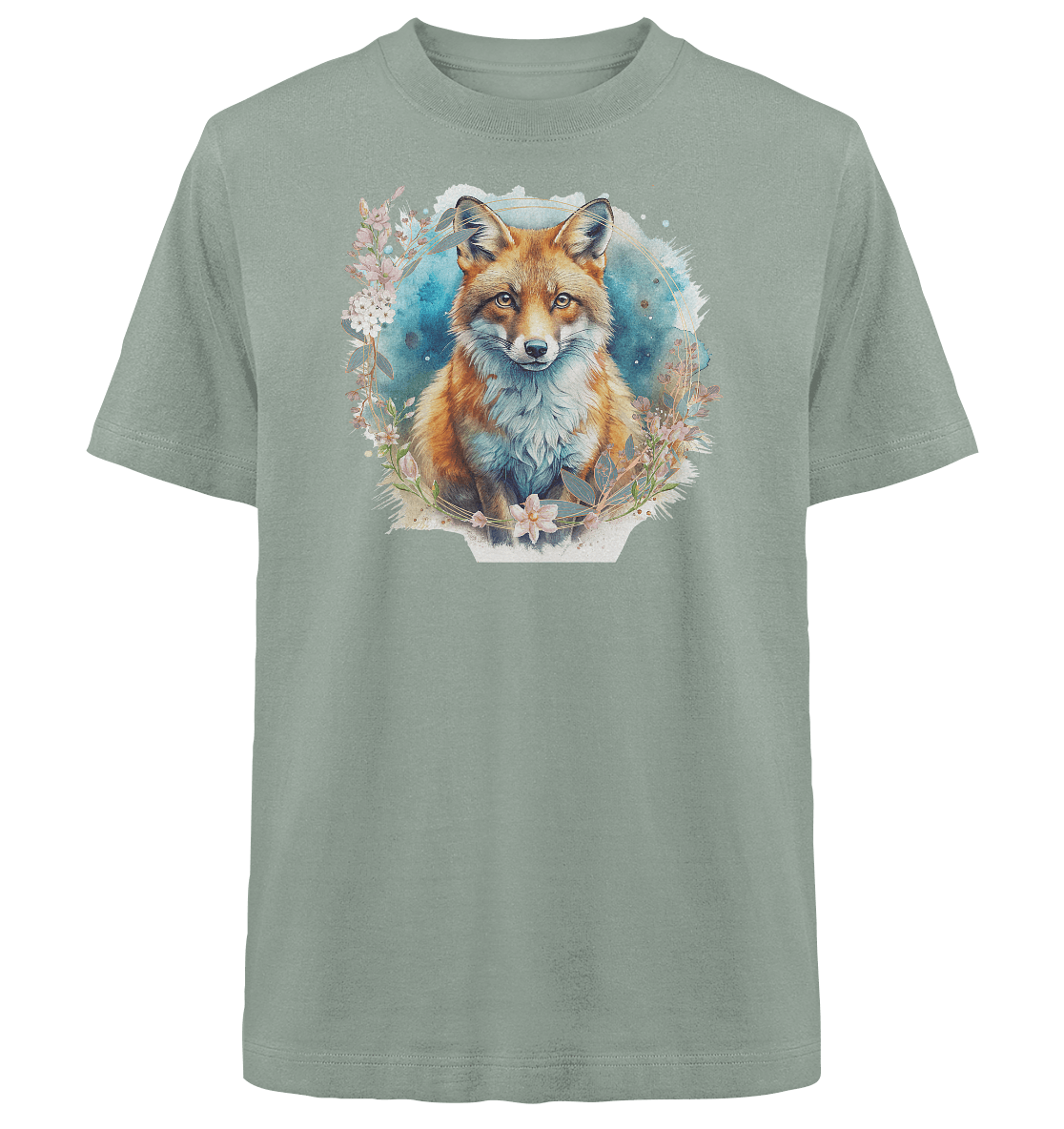 Flower Fox - Heavy Oversized Organic Shirt - ArtfulShenwyn