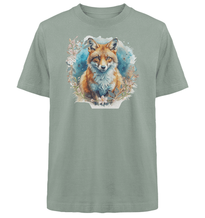 Flower Fox - Heavy Oversized Organic Shirt - ArtfulShenwyn