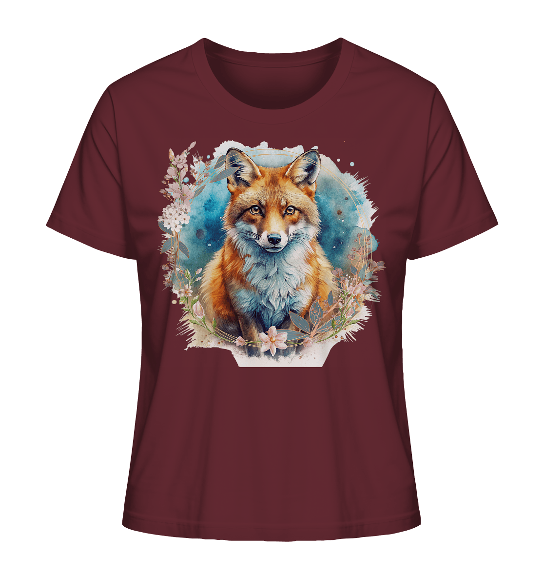 Flower Fox - Ladies Organic Shirt - ArtfulShenwyn