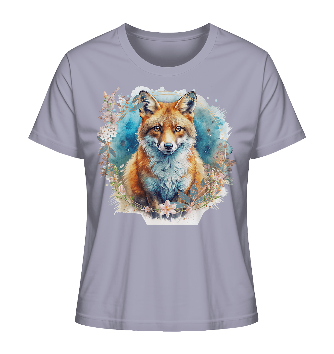 Flower Fox - Ladies Organic Shirt - ArtfulShenwyn