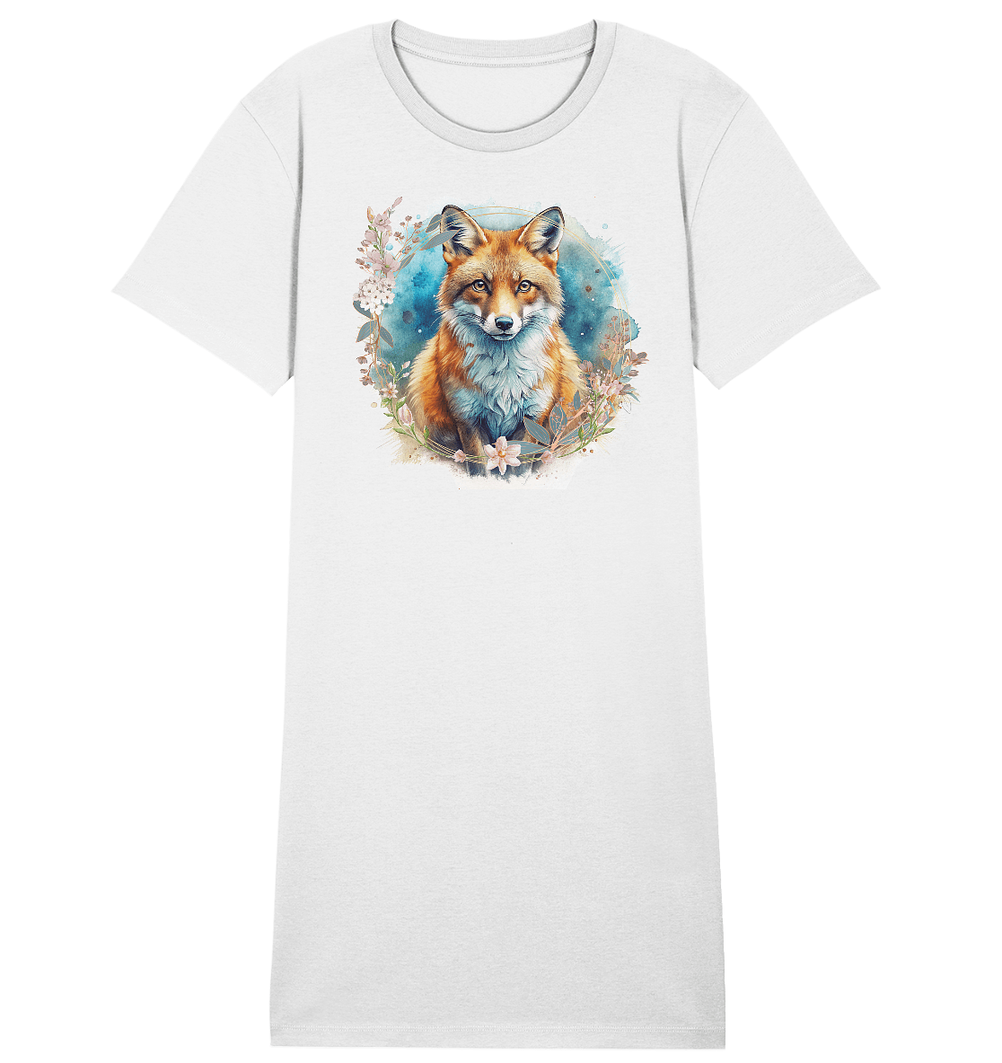 Flower Fox - Ladies Organic Shirt Dress - ArtfulShenwyn