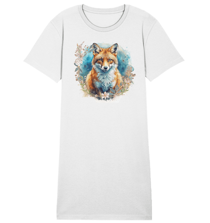 Flower Fox - Ladies Organic Shirt Dress - ArtfulShenwyn